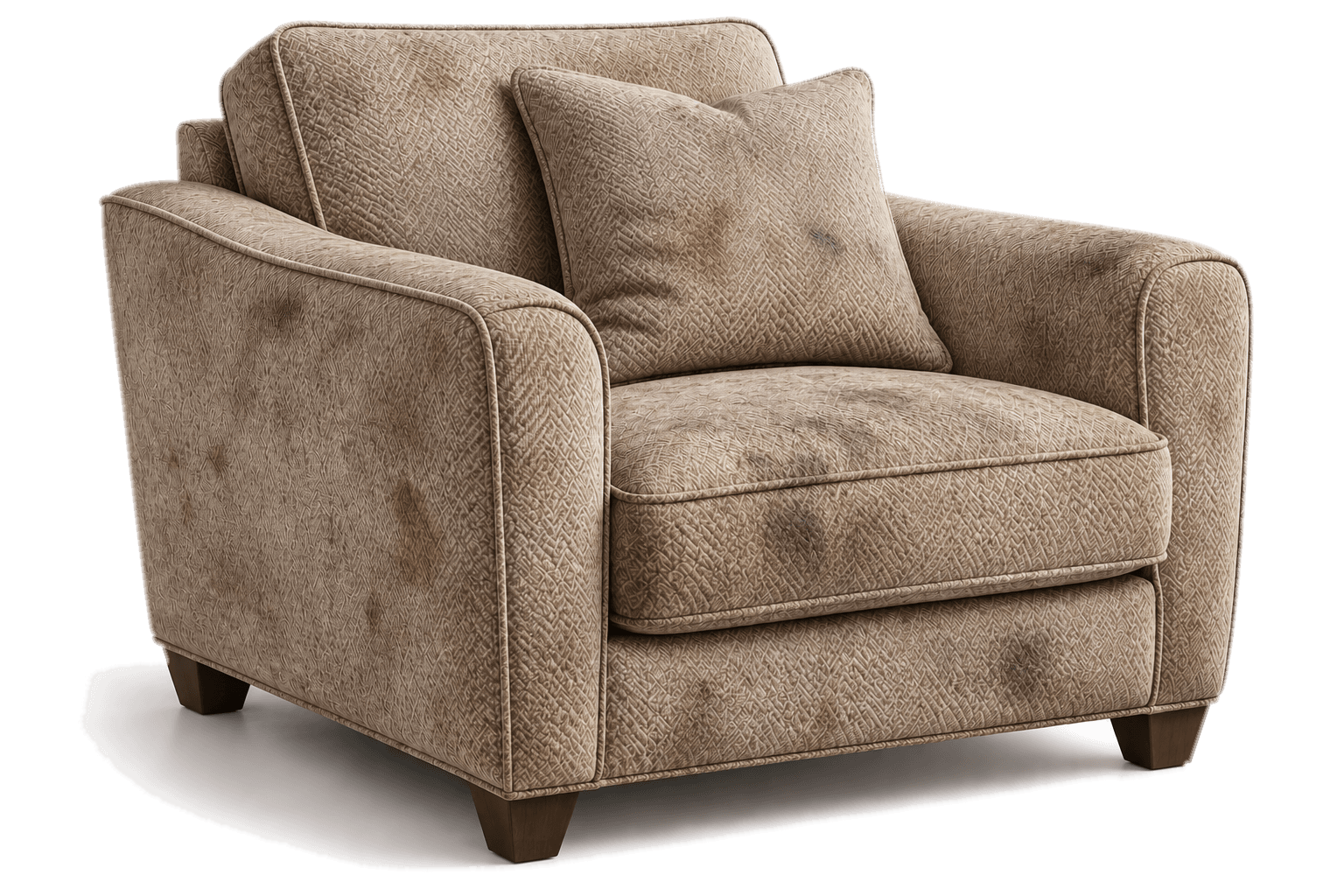 Stained, dusty armchair before KilloWash upholstery cleaning
